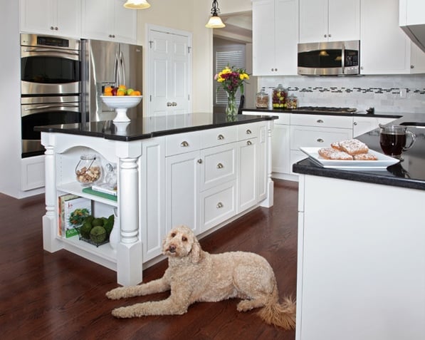 kitchen with white cabinets