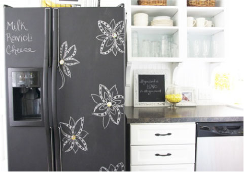 Chalkboard Painted Fridge