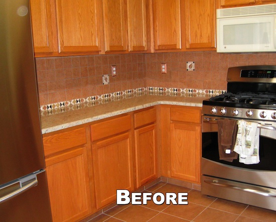 old blonde cabinets before photo