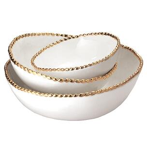 white and gold bowls