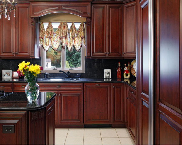 cherry with black glaze kitchen
