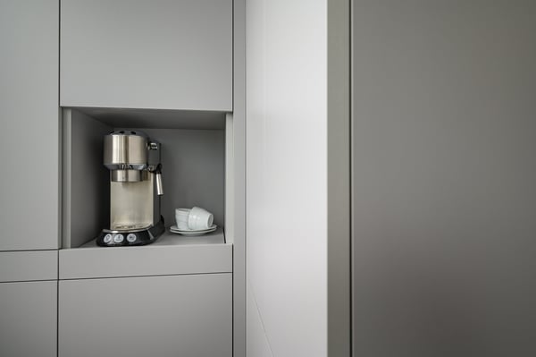 Envato- Gray kitchen small appliance cabinet
