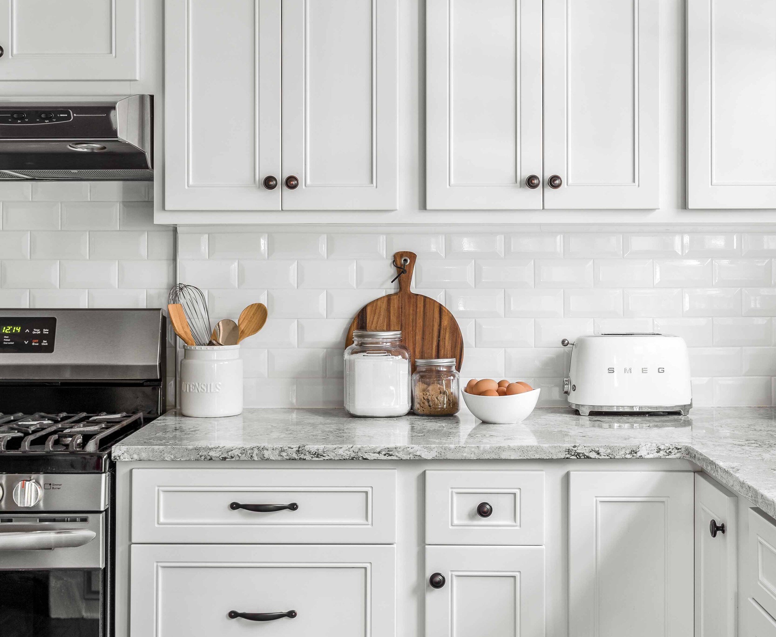 All White Kitchen with Pops of Color