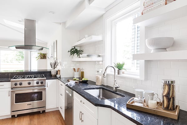 White Kitchen Cabinets And Countertops, White Kitchen Cabinets With Dark Grey Granite Countertops
