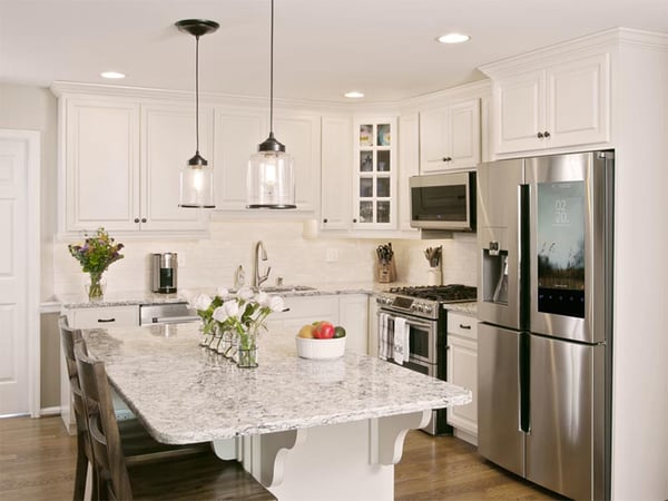 Kitchen with pendant lights