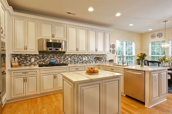 Large white transitional kitchen