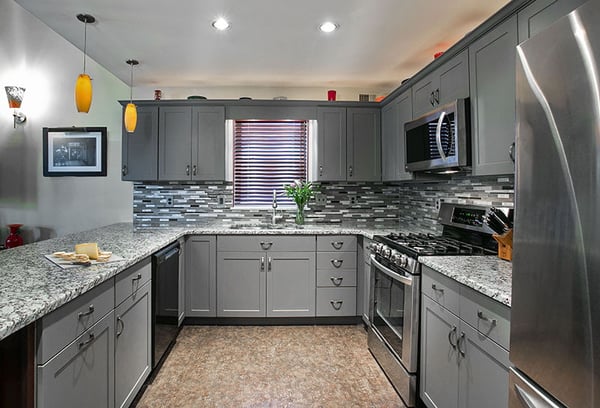 Contemporary gray u-shape kitchen