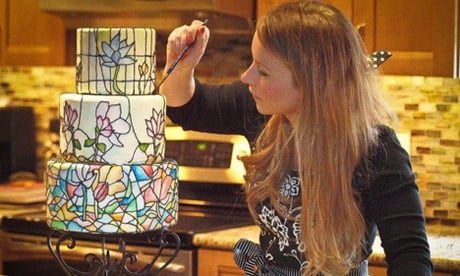 Amy Cozze Designing a Stained Glass Wedding Cake in her Kitchen