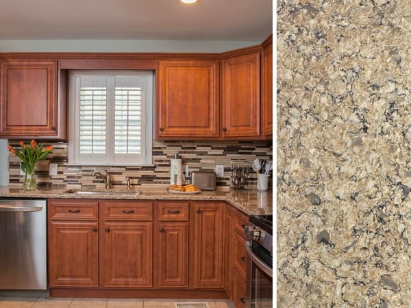 Cherry Cabinets with Neutral Cambria Quartz Countertop