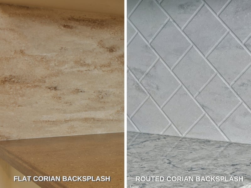Corian Flat and Routed Backsplash Comparison