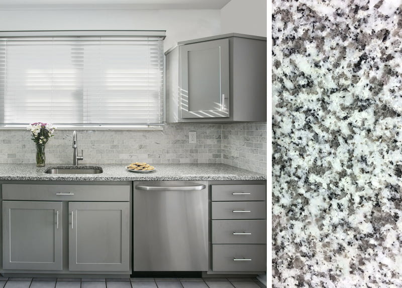 How To Pair Countertops With Gray Cabinets   Gray Cabinets Bw Countertop 