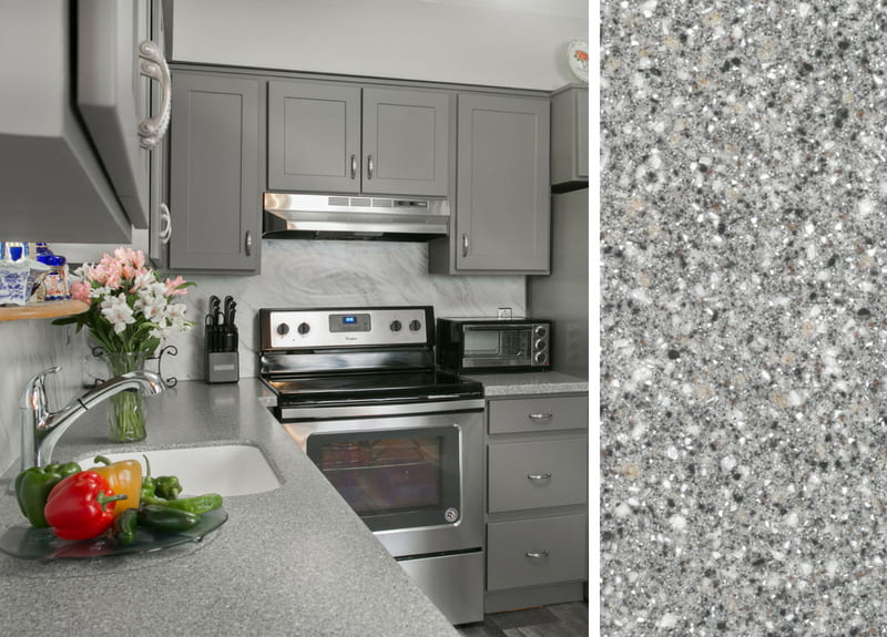 How To Pair Countertops With Gray Cabinets, Light Gray Cabinets With Dark Granite Countertops