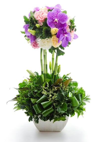 Silk Flower Topiary Floral Arrangement