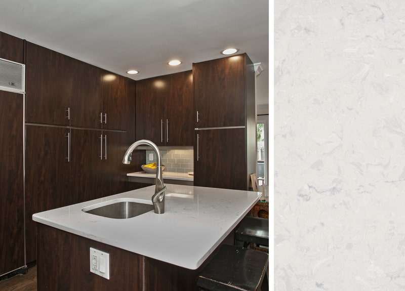 Dark Cabinets with Quartz Kitchen Countertop