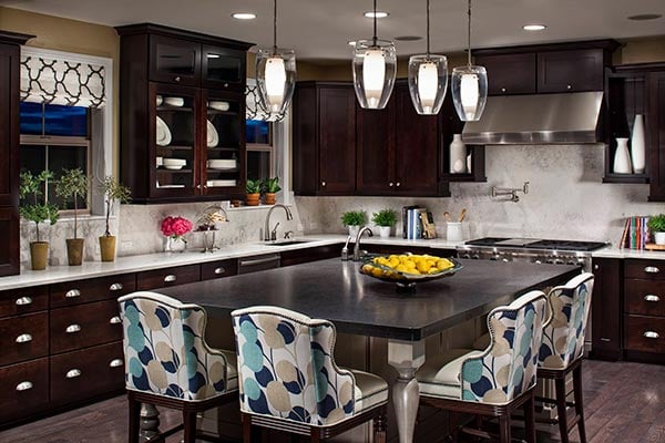 Dark Kitchen with Bold Accent Colors