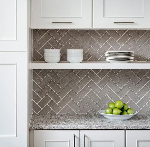 diagonal herringbone backsplash pattern