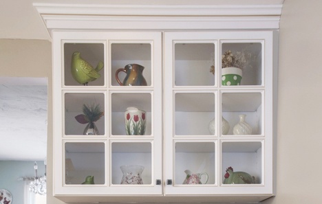 White Kitchen Display Cabinet with Glass Window Front