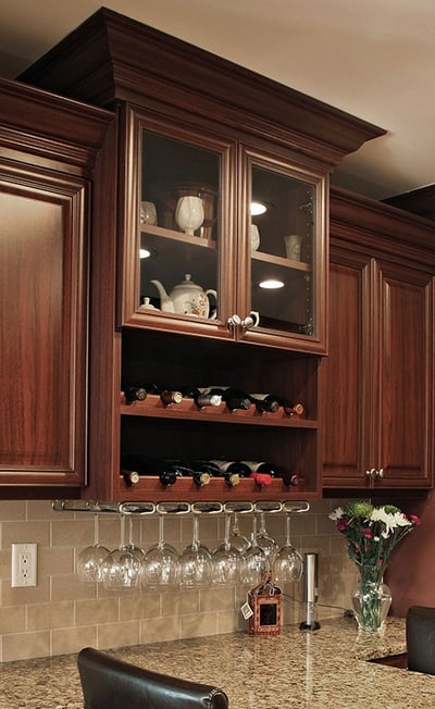 Kitchen Display Cabinets with Glass Window Front and Wind Storage