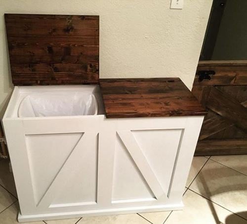 Lift-Top Kitchen Trash Cabinet