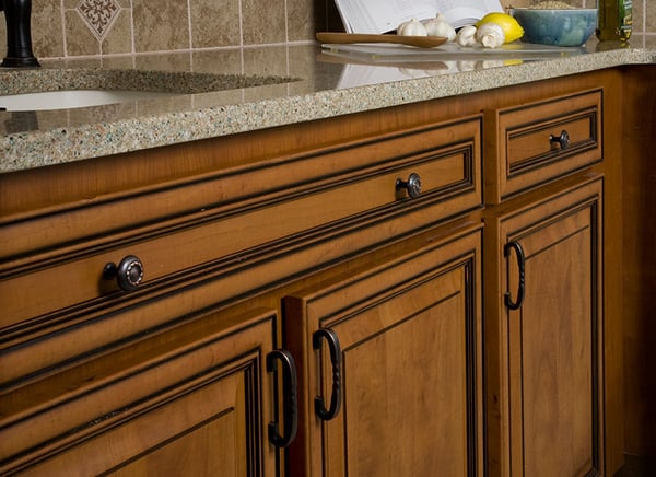 Kitchen with Glazed Wood Cabinets