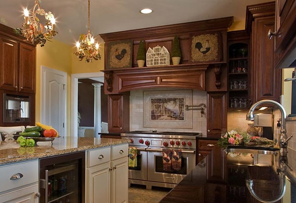 Traditional Kitchen With Wood Trim and Hearth Detailing