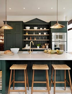 hunter green kitchen cabinets