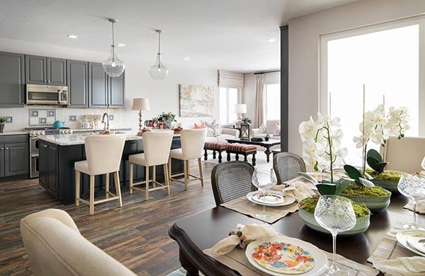 integrated floor plan in kitchen