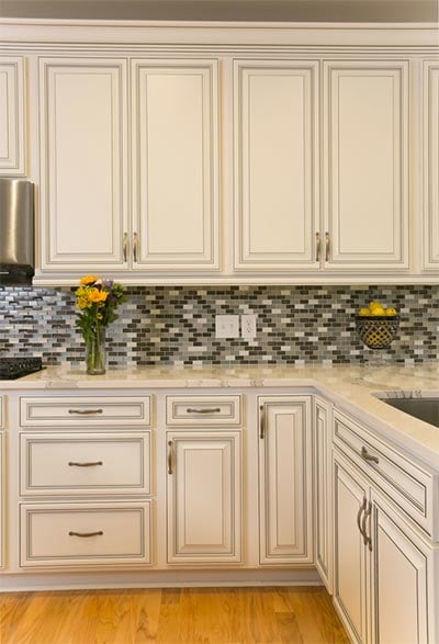 Warm Walnut Glazed Cabinets