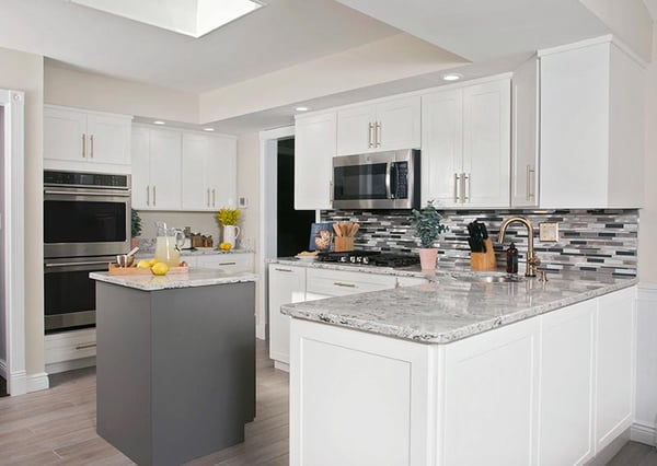 white and gray kitchen design