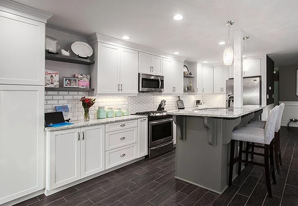 gray and white kitchen design
