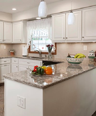 transitional kitchen refaced in white shaker cabinets