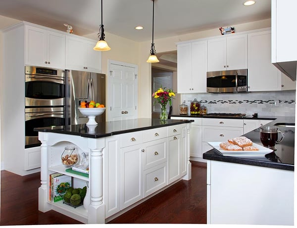 white kitchen with island