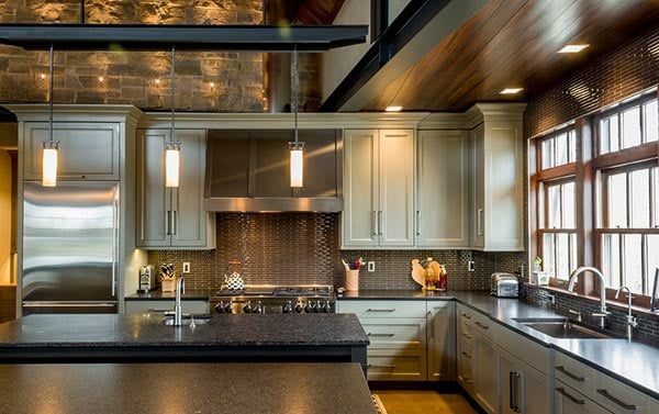 metallic industrial kitchen