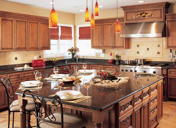 Dark Wood Kitchen Cabinets with Cambria Quartz Countertop