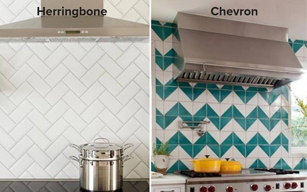 herringbone and chevron backsplash pattern