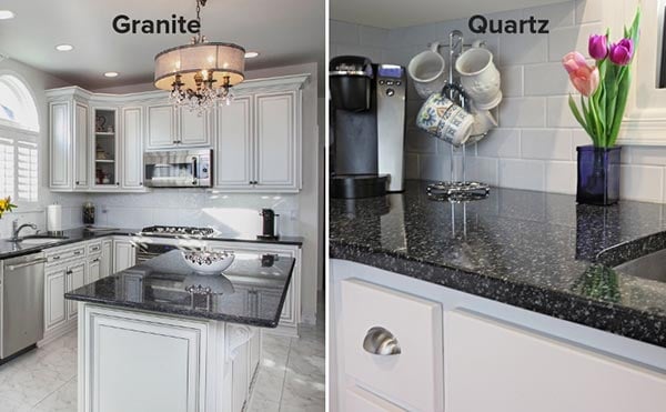 quartz and granite kitchen countertops