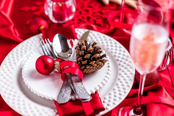 Red and White Christmas table Setting