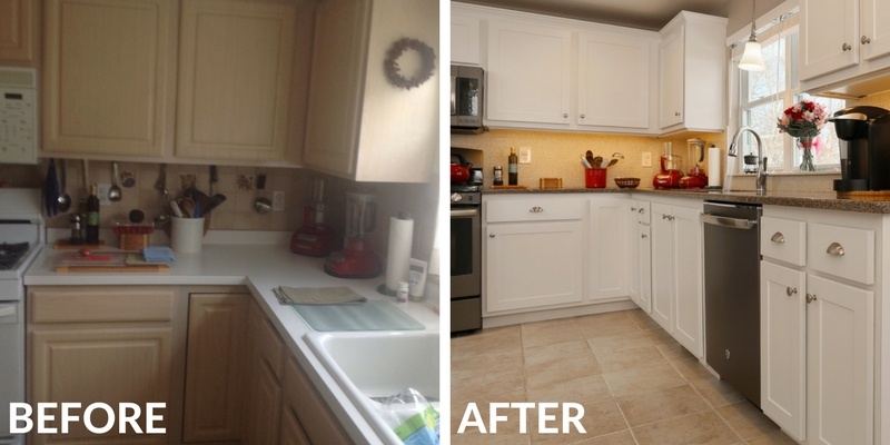 Kitchen Remodel Before and After with White Cabinets