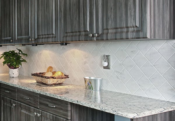 Routed Corian Sheet Backsplash