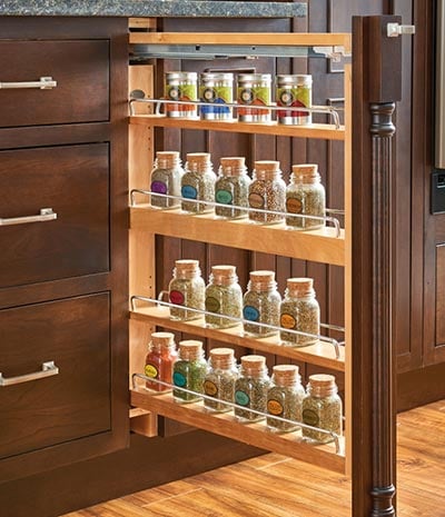 PULL OUT SPICE RACK UNDER COUNTER IN KITCHEN CABINET SHELVES MULTI PURPOSE 