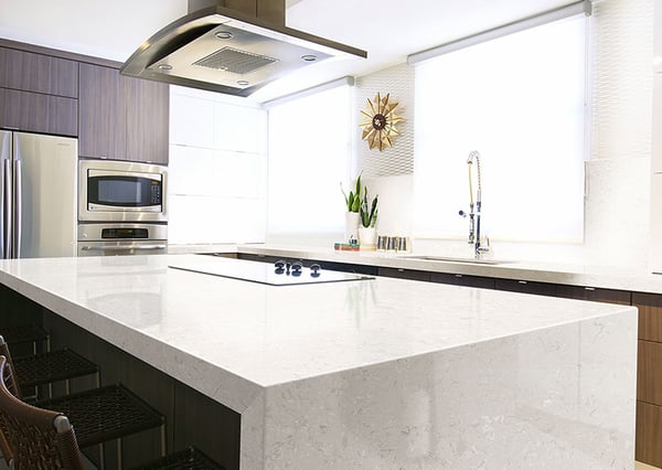 Quartz Waterfall Kitchen Countertop