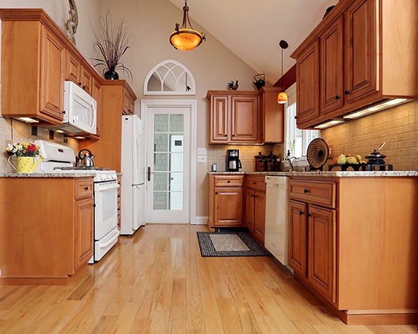 Wood Cabinets with Under-Lighting