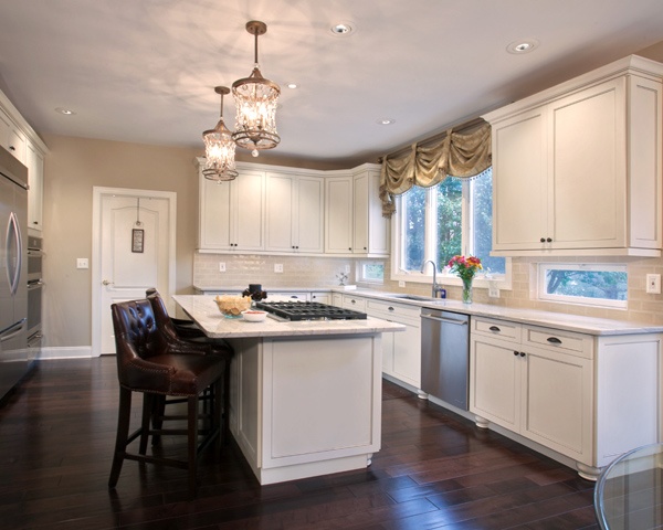 White Kitchen with Hardwood Floors