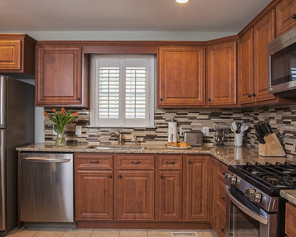 White Horizontal Shutter-Style Kitchen Window Blinds