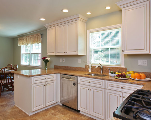 White Transitional Kitchen with Four Inch Backspash