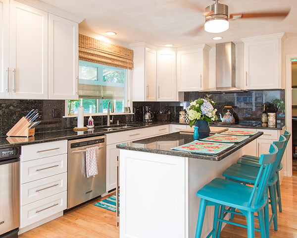 Contemporary Kitchen with White Shaker Style Cabinets