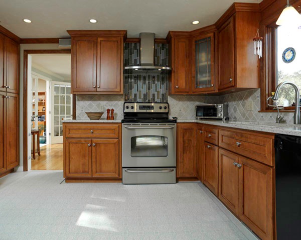 Kitchen with Wood Cabinets with Cool Accents