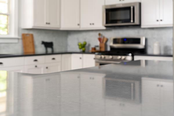 white and blue kitchen design