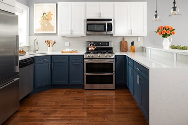 blue and white kitchen design