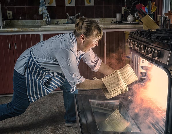 Unattended Oven Catches Fire